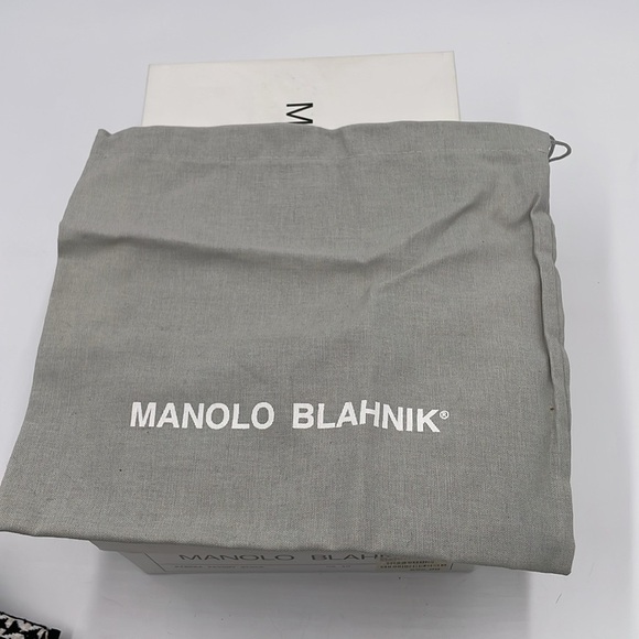 Manolo Blahnik Gorgeous Ribera Black Patent Leather Woven Wedge Anklet Sandles - Picture 11 of 12